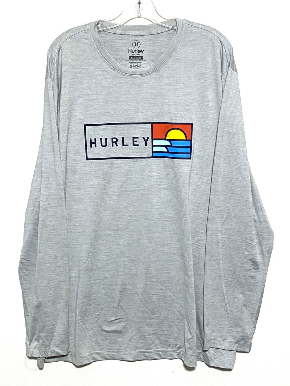 Hurley Surf Ocean Gray Long Sleeve Shirt Mens XXL Sunny Side Stretch Skate Y2K